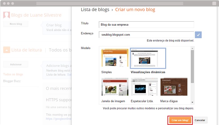Criando um blog com o Blogger